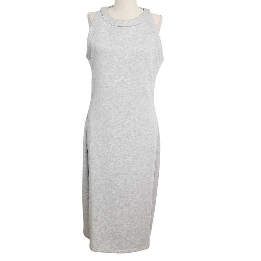 Spanx AirEssentials Sleeveless Midi Dress Light Gray Minimalist Athleisure L